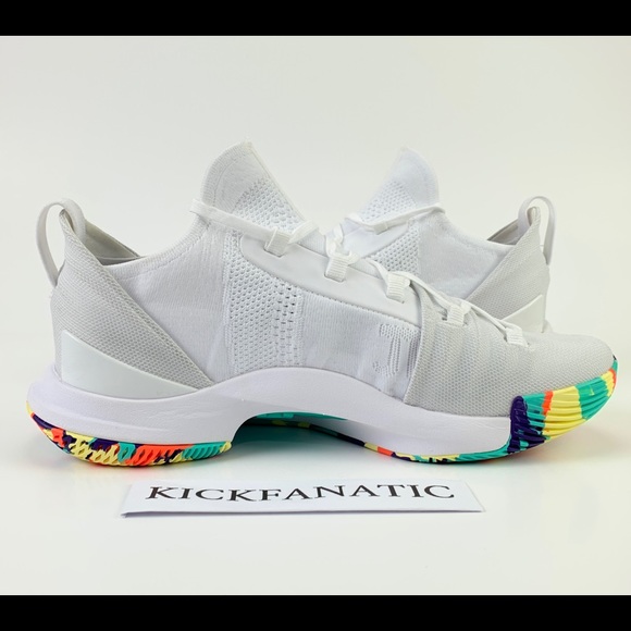 UA Curry 5 Confetti Curry Basketball White Shoes - Picture 5 of 8